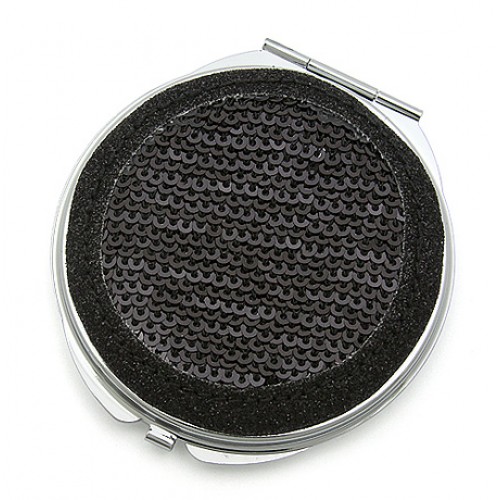 Pocket Mirror - Sequined - Black -MR-GM1284B